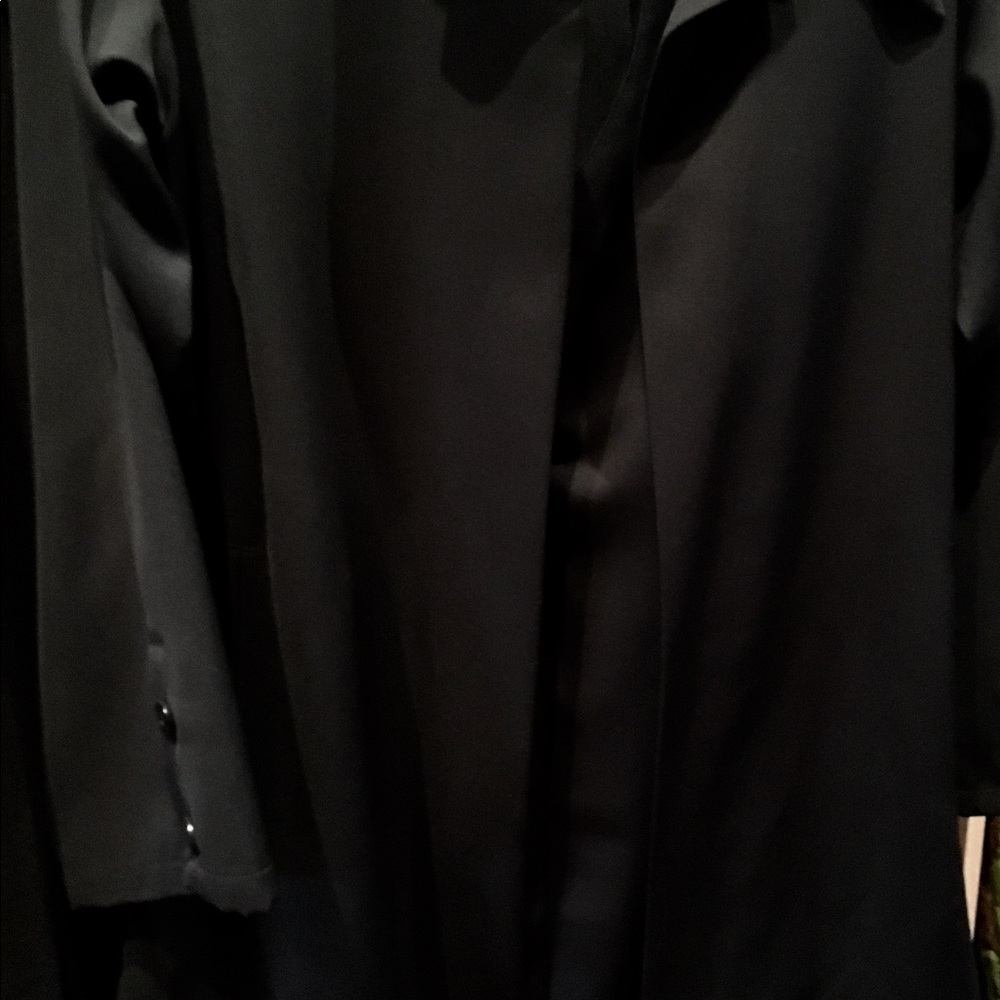 Plus size pant suit with car coat length jacket